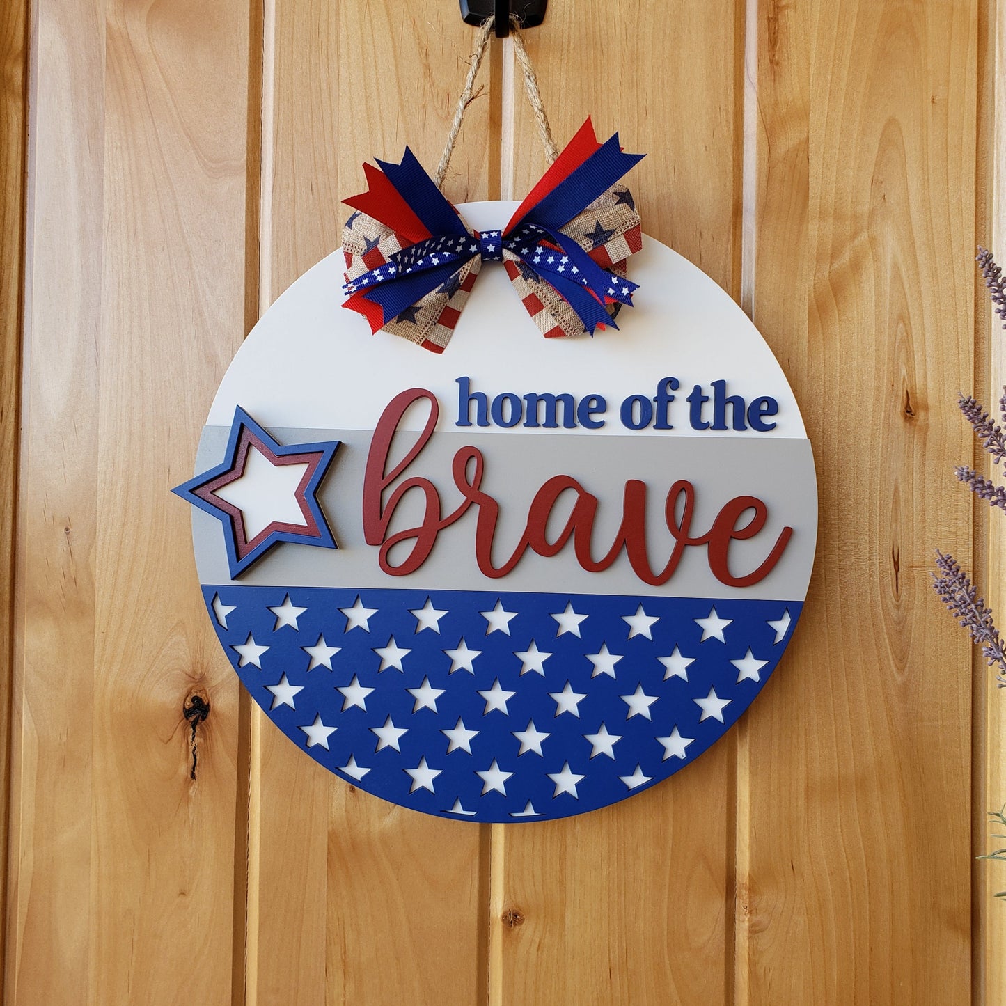 Home of the Brave - Patriotic - Round Door Sign