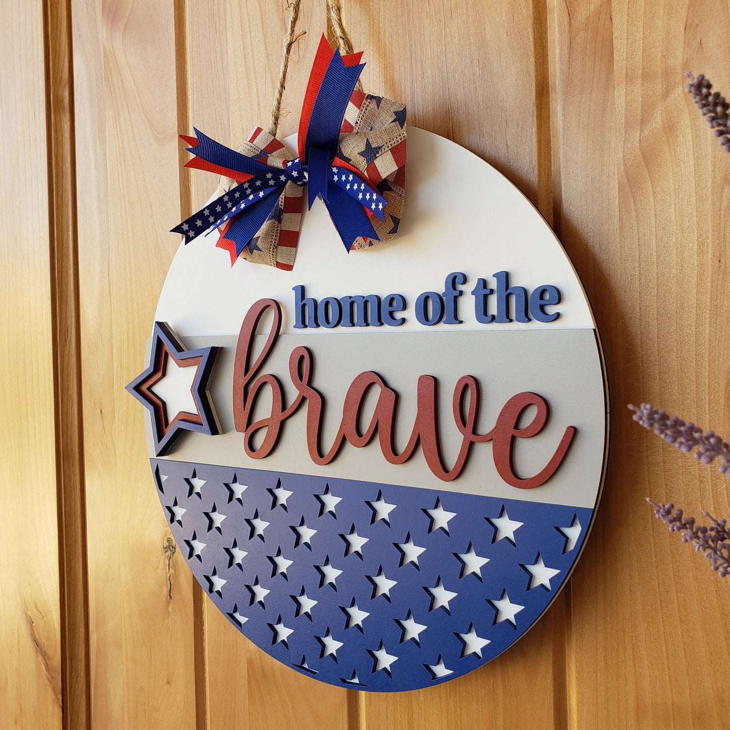 Home of the Brave - Patriotic - Round Door Sign