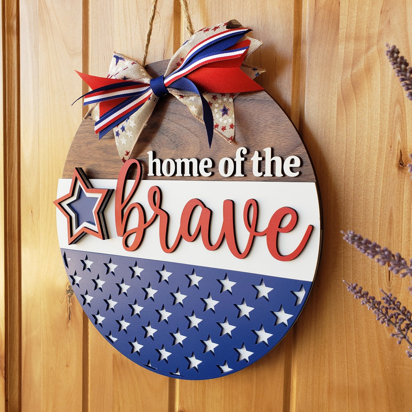Home of the Brave - Patriotic - Round Door Sign
