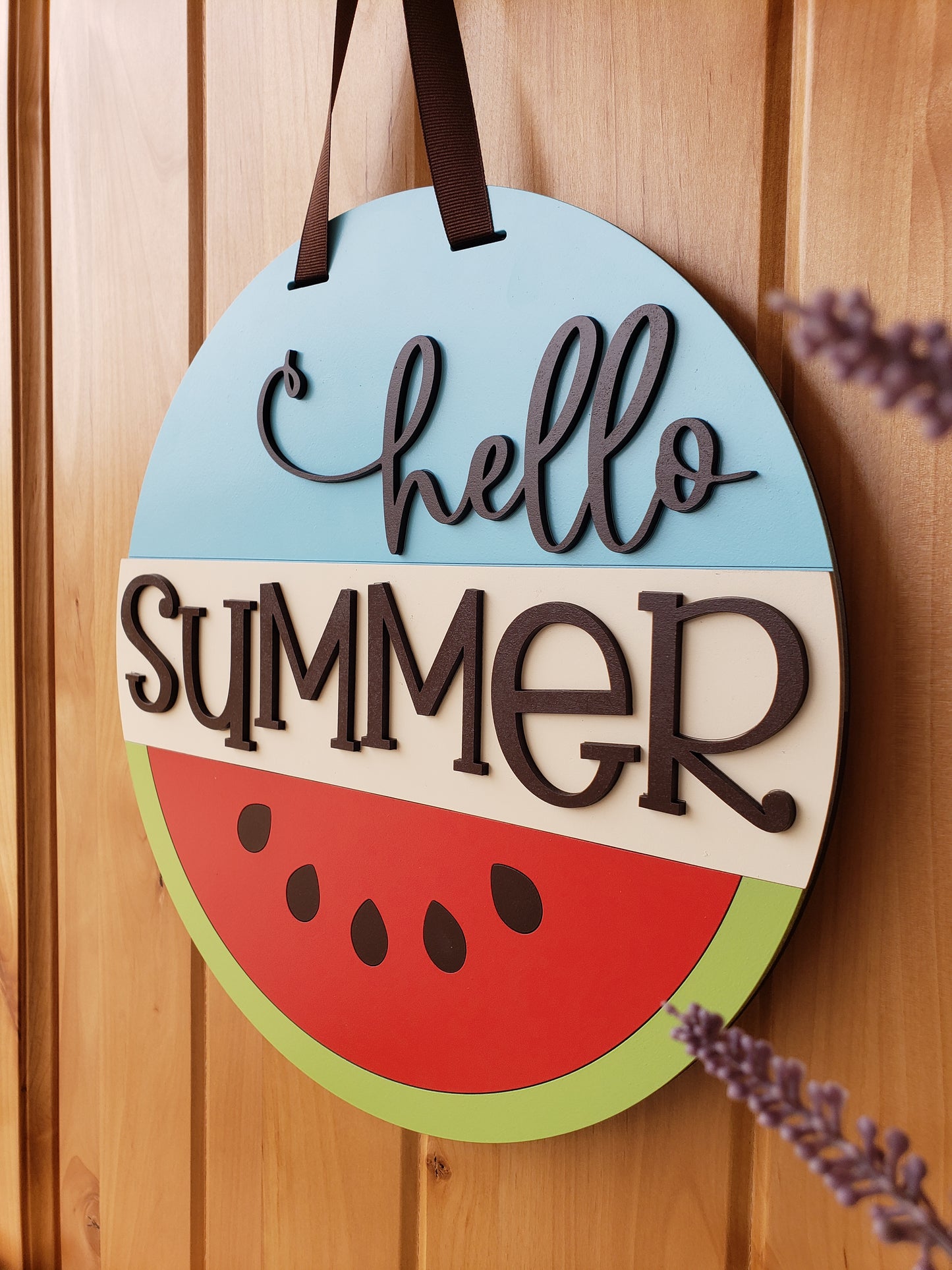 Hello Summer - Watermelon - Round Door Sign