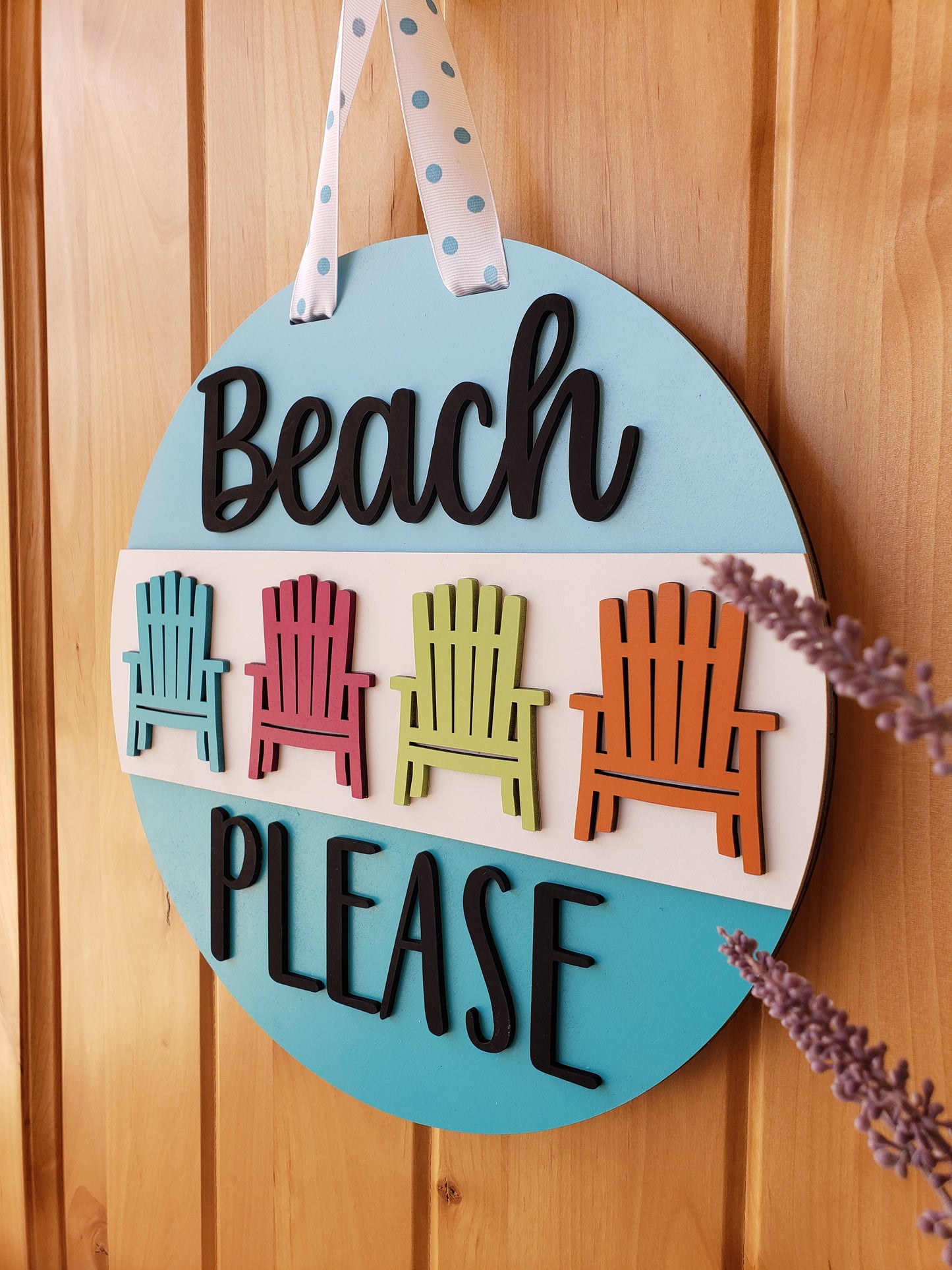 Beach Please - Adirondack Chair - Round Door Sign