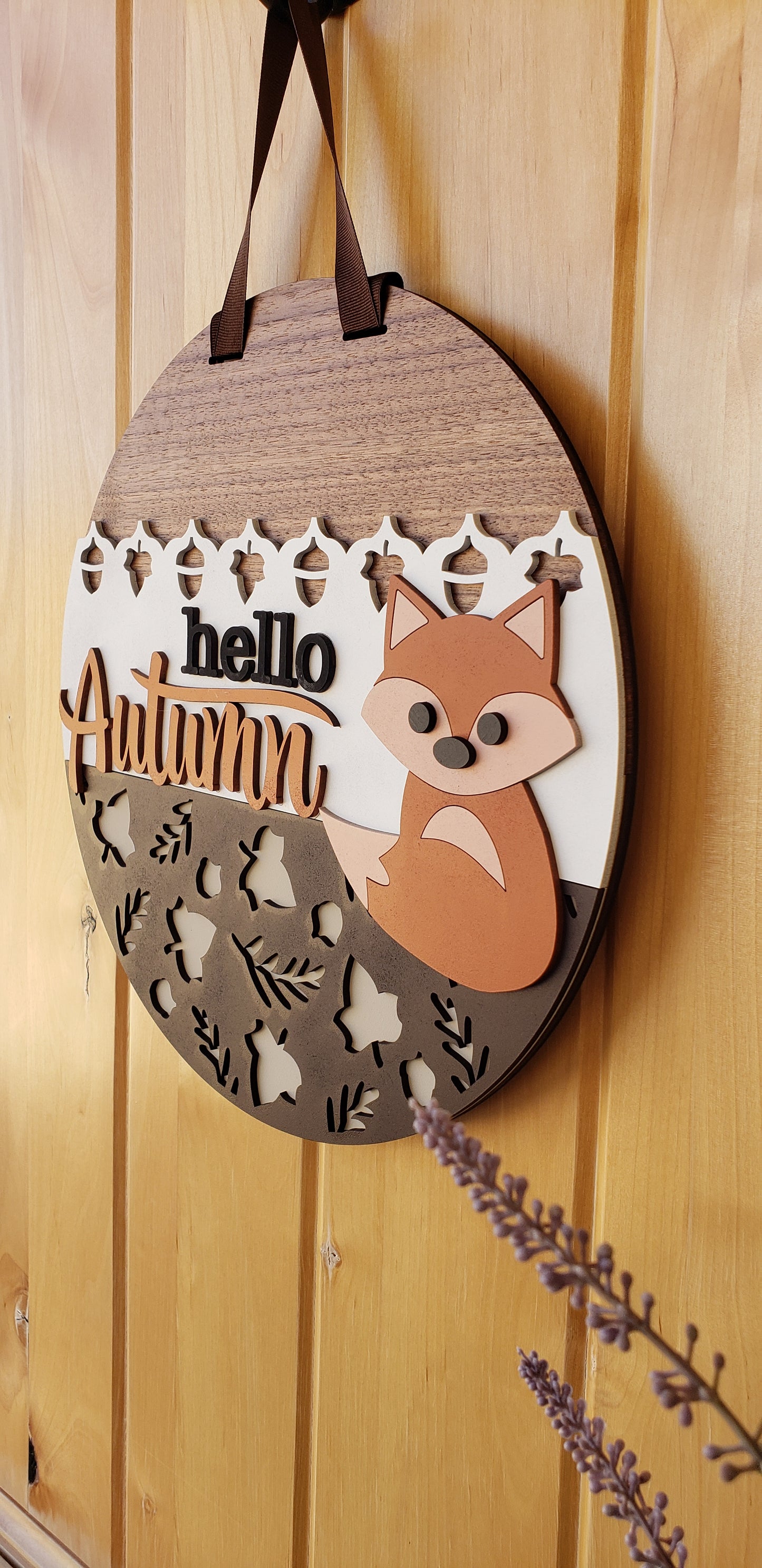 Hello Autumn - Fox - Round Door Sign