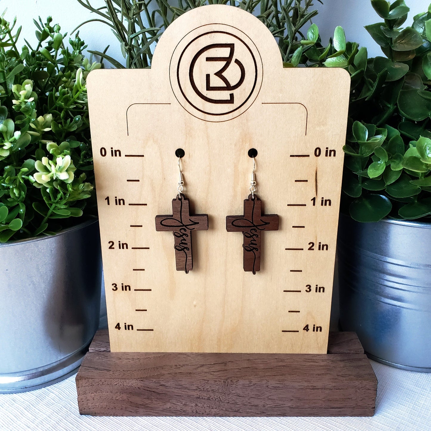 Jesus on Cross - Wood Earrings