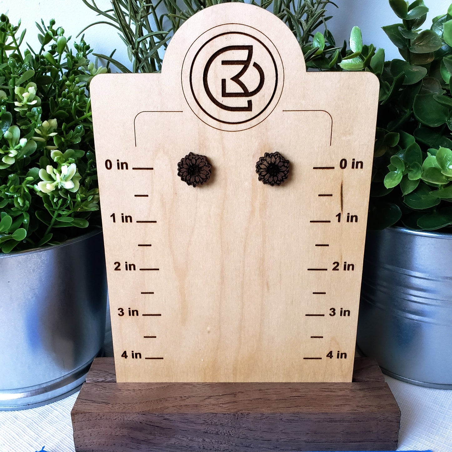 Sunflower - Post - Wood Earrings