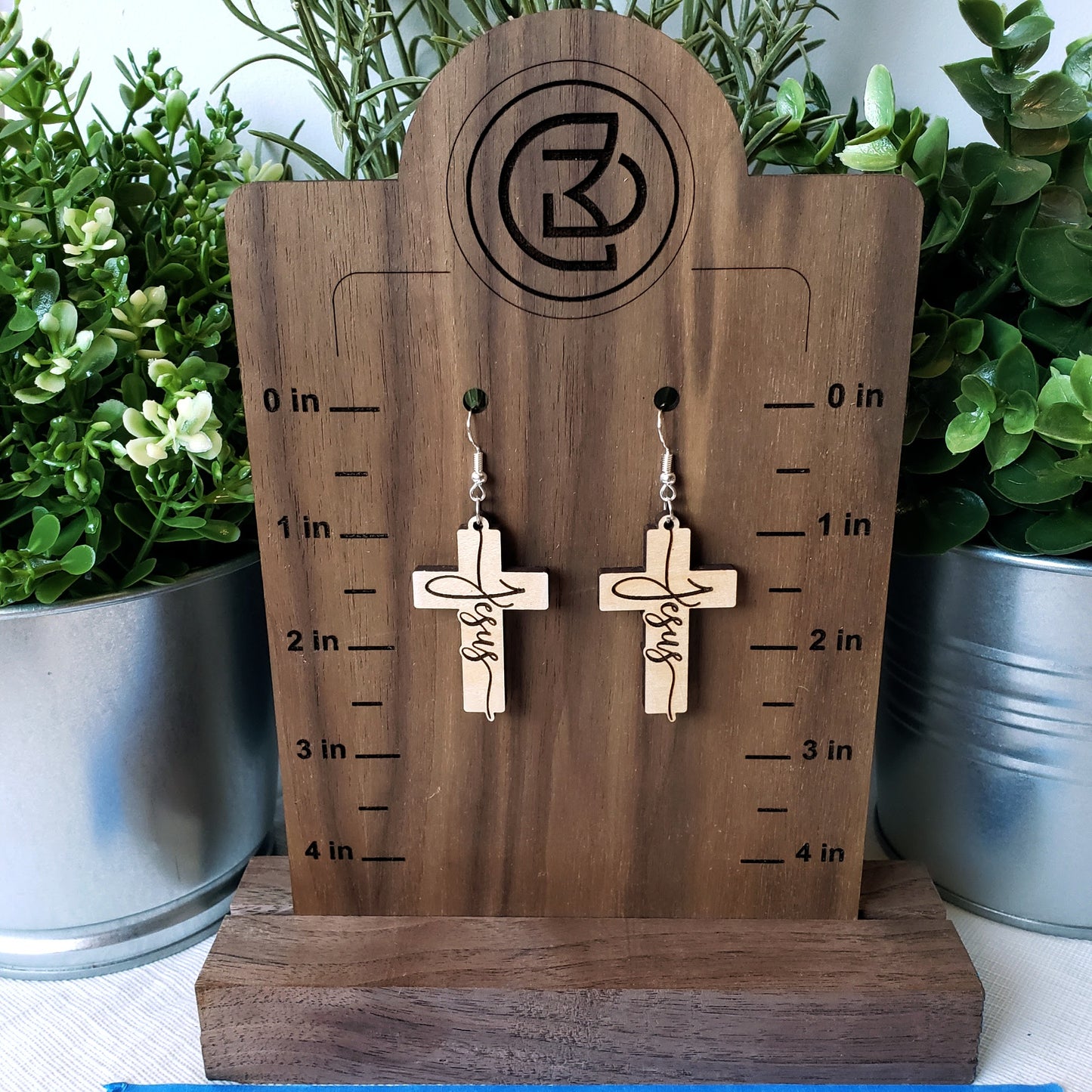 Jesus on Cross - Wood Earrings