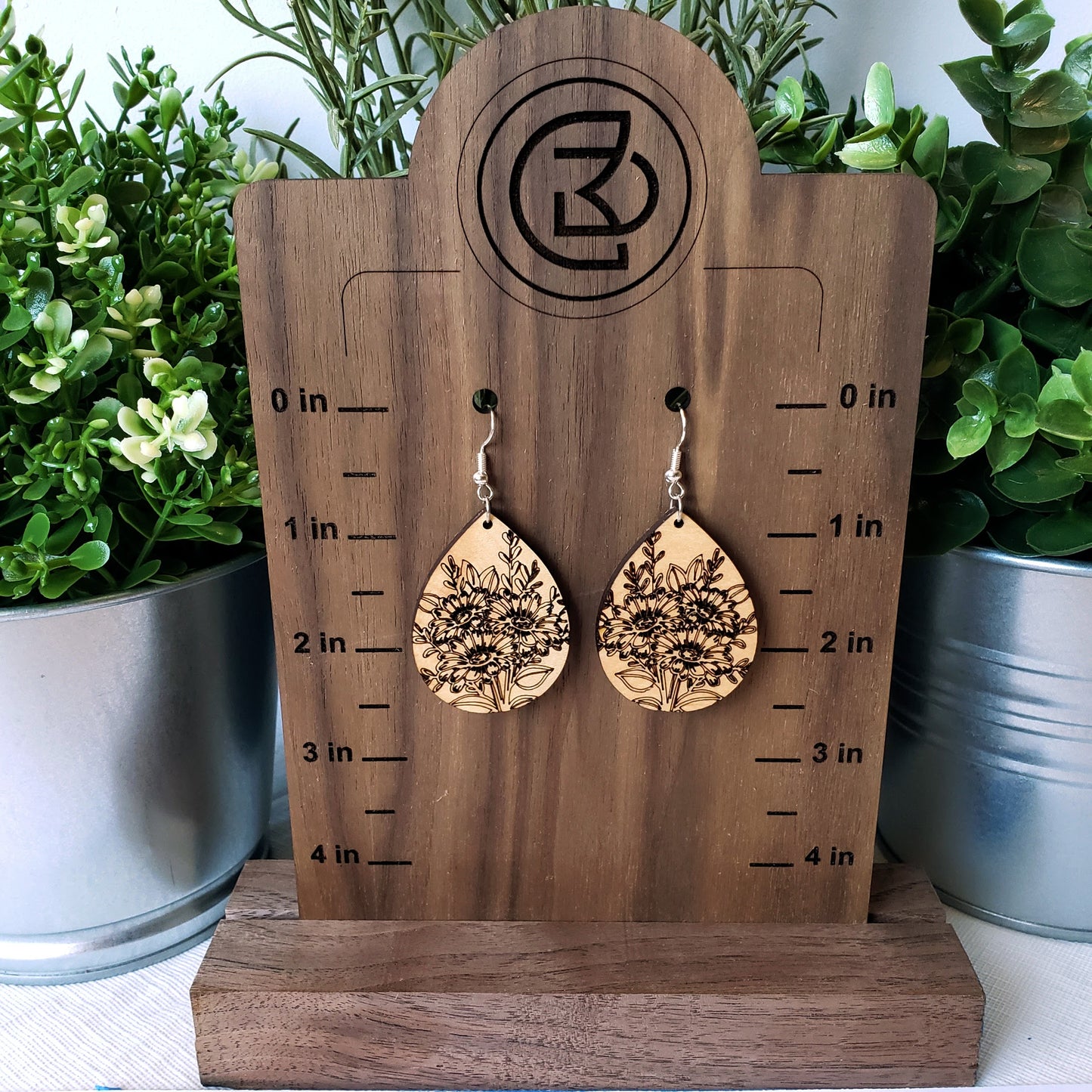 Daisy Bunch - Wood Earrings