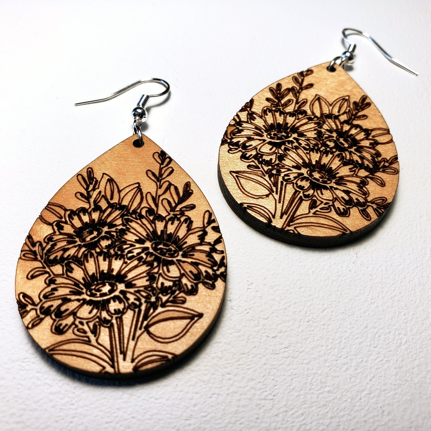 Daisy Bunch - Wood Earrings