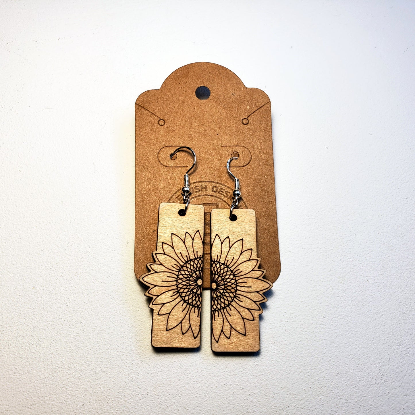 Sunflower - Half - Wood Earrings