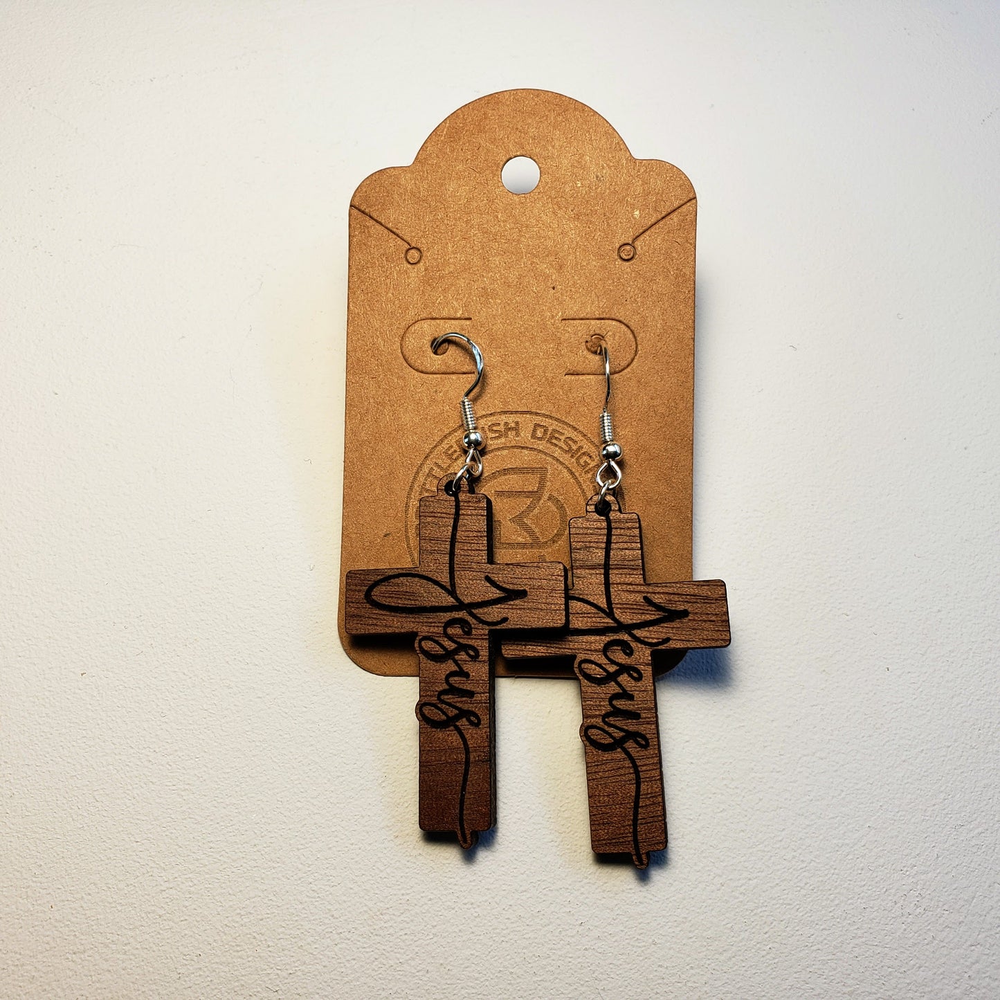 Jesus on Cross - Wood Earrings