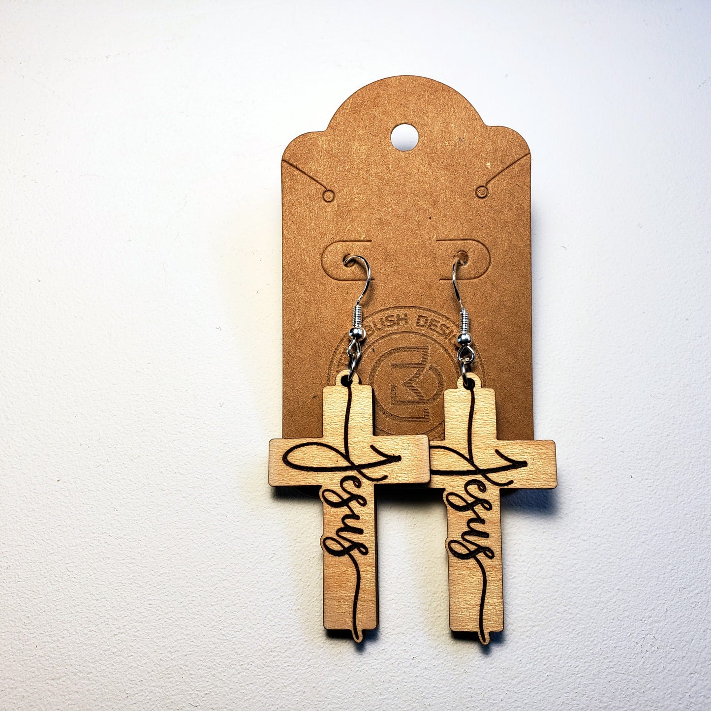 Jesus on Cross - Wood Earrings