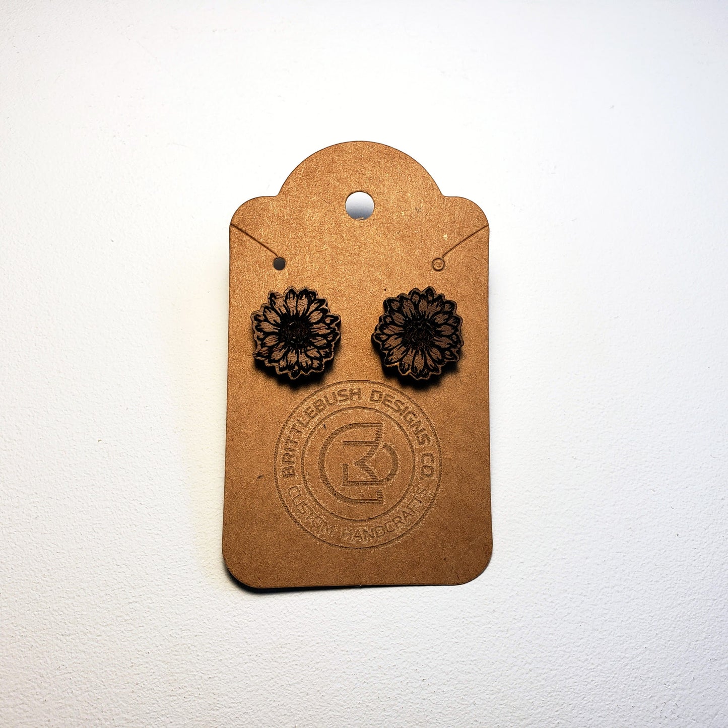 Sunflower - Post - Wood Earrings