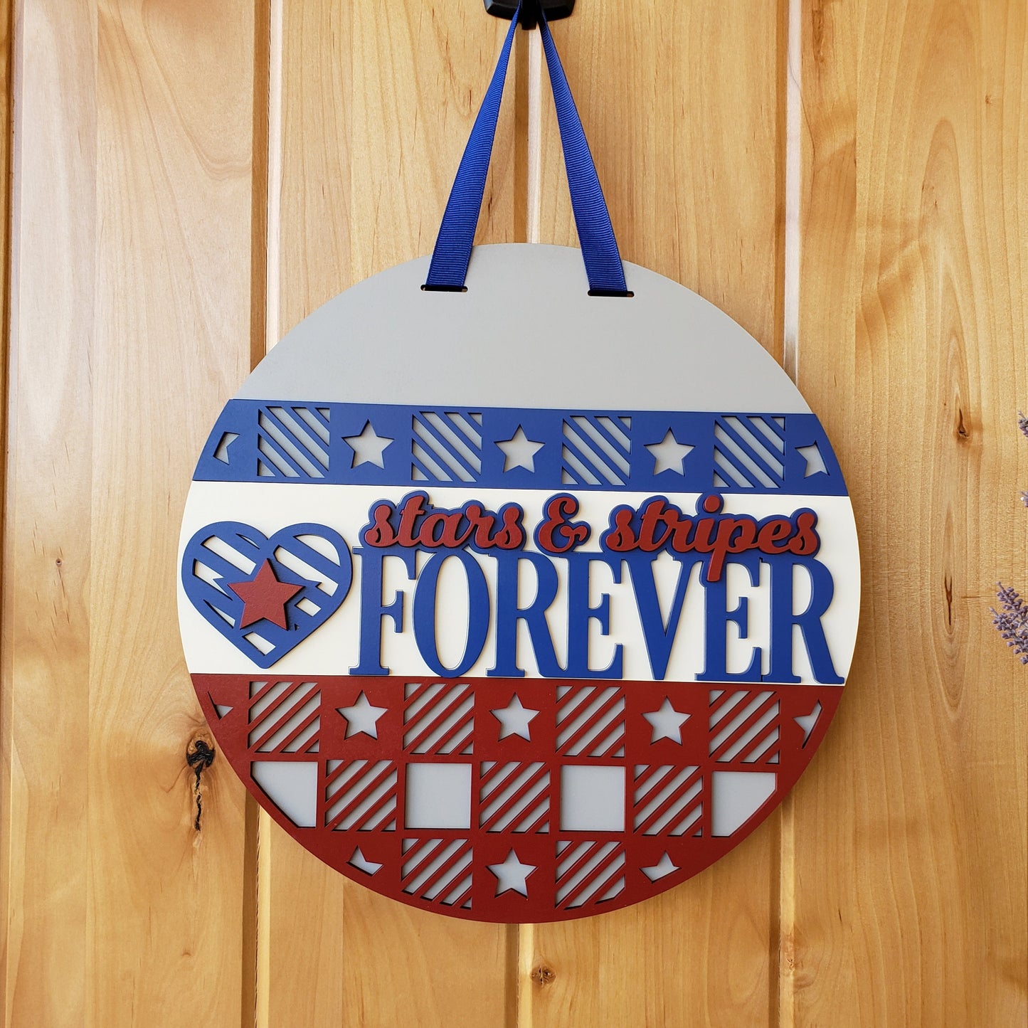 Stars & Stripes Forever - Patriotic - Round Door Sign