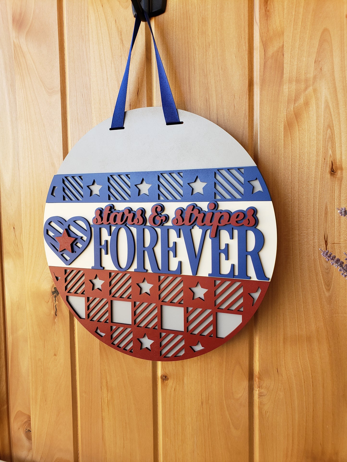 Stars & Stripes Forever - Patriotic - Round Door Sign