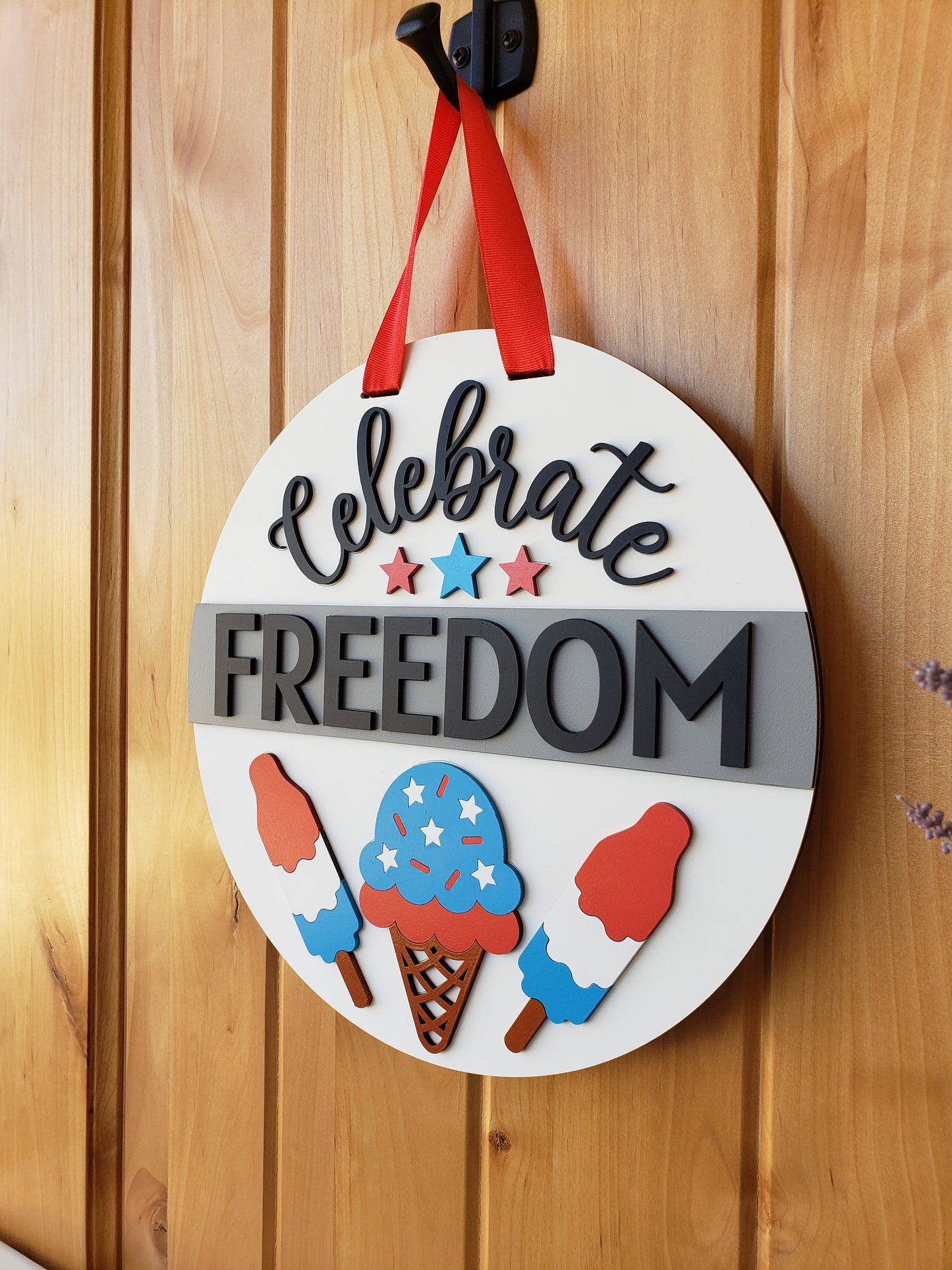 Celebrate Freedom - Patriotic - Round Door Sign