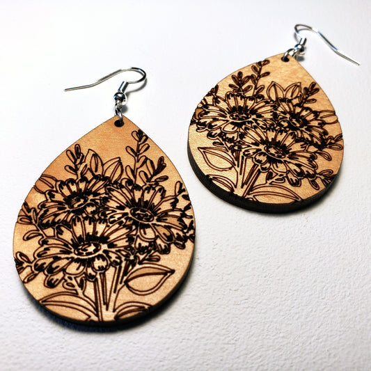 Daisy Bunch - Wood Earrings