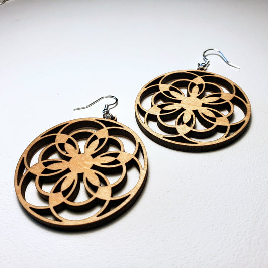 Geometric Circle - Wood Earrings