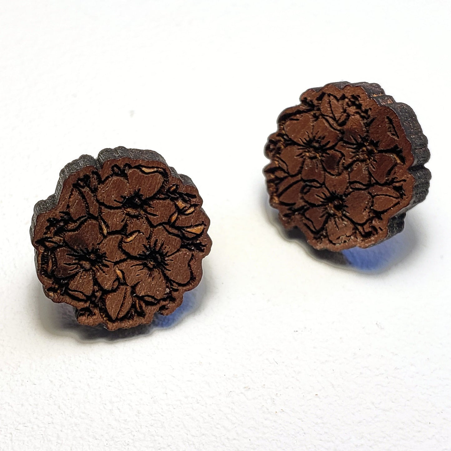 Magnolia Cluster - Post - Wood Earrings