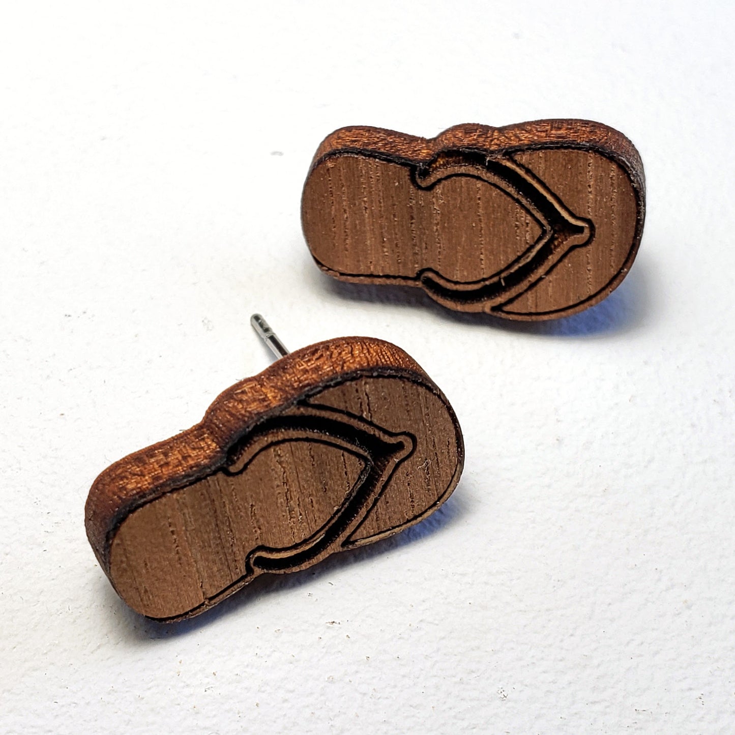 Flip Flop - Post - Wood Earrings