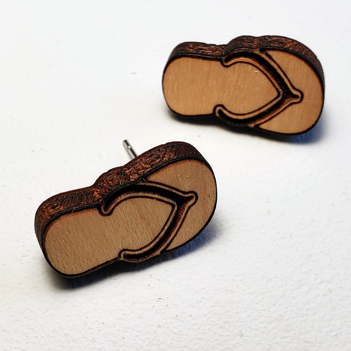 Flip Flop - Post - Wood Earrings