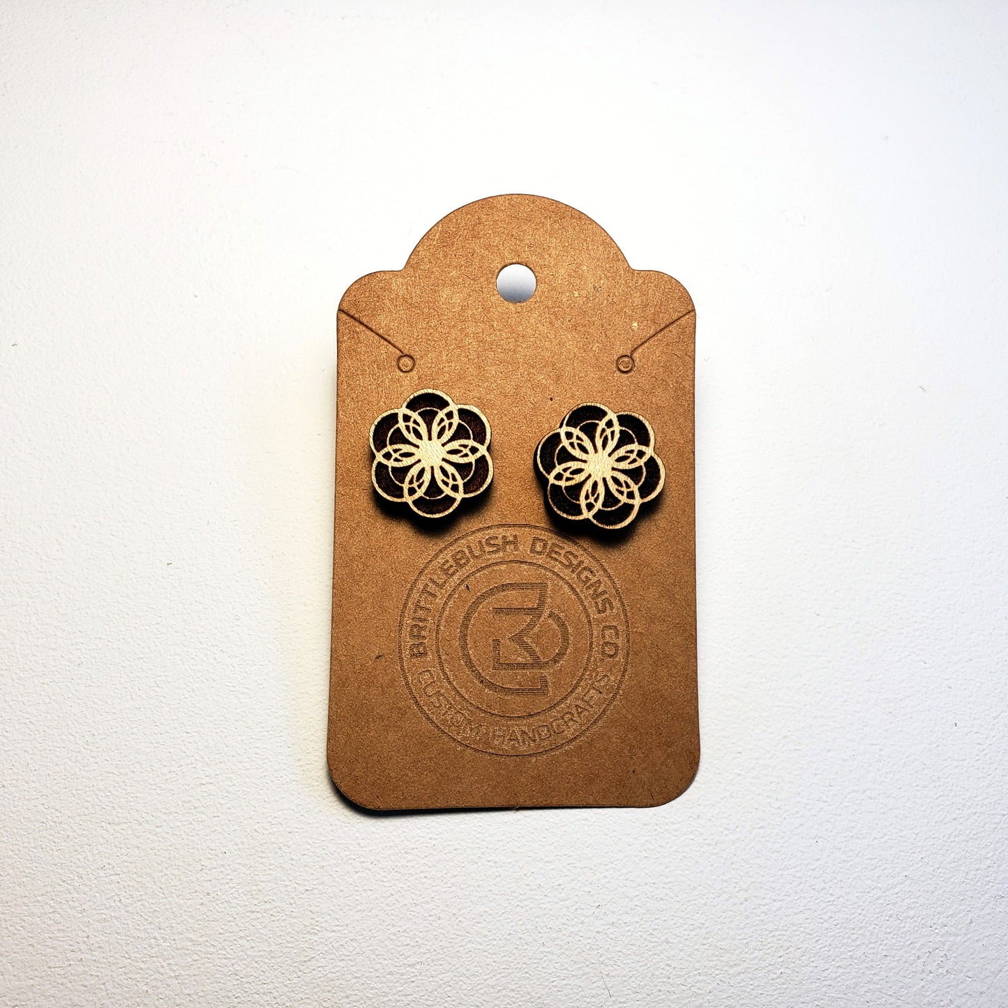 Geometric Floral - Wood Earrings